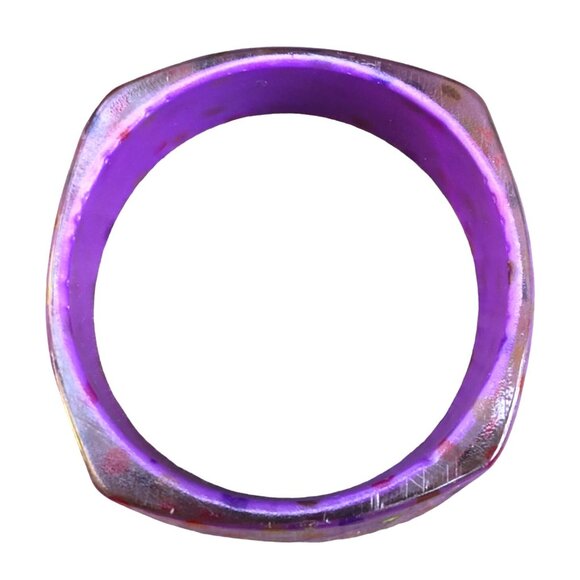 Vintage Y2K Purple Confetti Lucite Bangle Bracelet Faceted Glitter Polka Dots - Picture 8 of 8
